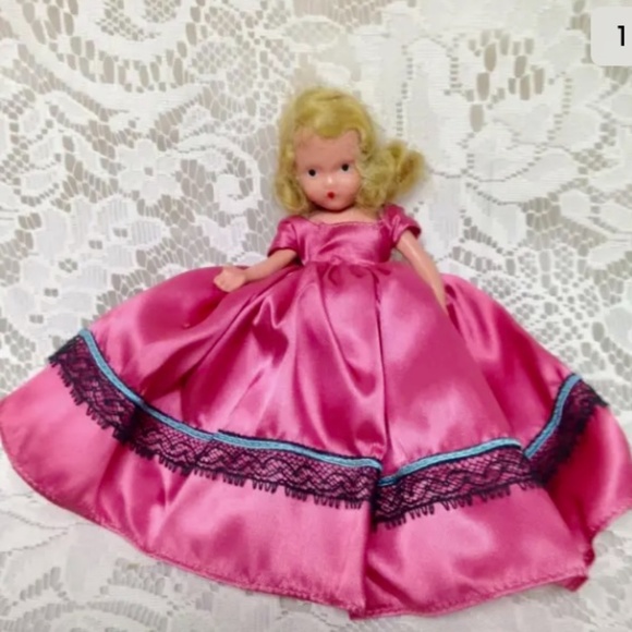 Vintage, Rare, 1930-40s 6.5in Nancy Ann Story Book Doll in Pink Gown